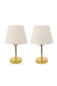 Gold Metal Ayaklı İkili Abajur Masa Lambası thumbnail 8