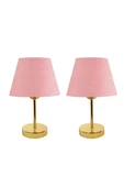 Gold Metal Ayaklı İkili Abajur Masa Lambası thumbnail 10