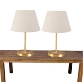 A&G Gold Gövdeli İkili Abajur Seti Kumaş Başlık - 5