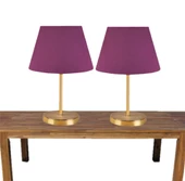 A&G Gold Gövdeli İkili Abajur Seti Kumaş Başlık - 1