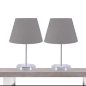 A&G Krom Gövdeli İkili Abajur Seti Kumaş Başlık thumbnail 1