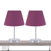 A&G Krom Gövdeli İkili Abajur Seti Kumaş Başlık thumbnail 3