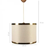 Altın Şeritli Tekli Hasır Desen Sarkıt Salon Yatak Odası Oturma Odası Avize - 3