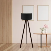Art Tripod Ahşap Ayaklı Lambader Köşe Lambası Siyah Kumaş DARK - 1