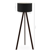 Art Tripod Ahşap Ayaklı Lambader Köşe Lambası Siyah Kumaş DARK - 4