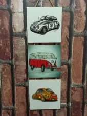 Retro Time Woswos Kabartmalı Baskılı 3'lü Tablo - 1