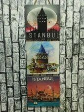 İstanbul Galata Ayasofya Kabartmalı Baskılı 3'lü Tablo - 1