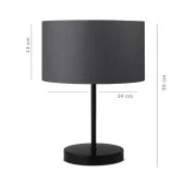 Pu Siyah Metal Ayaklı Modern Abajur Siyah Desenli - 3