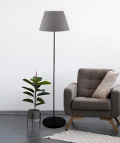 Pu Metal Siyah Ayaklı Lambader Antrasit Konik Başlık thumbnail 2