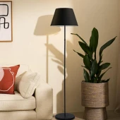 Siyah Metal Ayaklı Siyah Konik Kumaş Başlık Lambader Salon Yatak Odası Köşe Lambası - 1