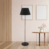 Siyah Metal Ayaklı Siyah Konik Kumaş Başlık Lambader Salon Yatak Odası Köşe Lambası - 2