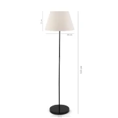 Siyah Metal Ayaklı Krem Konik Kumaş Başlık Lambader Salon Yatak Odası Köşe Lambası - 4