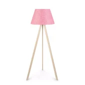 Ahşap Üç Ayaklı Tripod Lambader Pembe Kumaş thumbnail 1