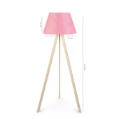 Ahşap Üç Ayaklı Tripod Lambader Pembe Kumaş thumbnail 2