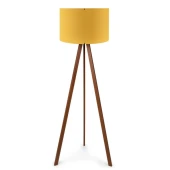 Pratik Ahşap Tripod Ayak Sarı Başlık Lambader Salon Yatak Odası Köşe Lambası - 3