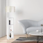 Dekoratif Raflı Beyaz Mdf Lambader Krem Dallı Pvc Silindir Başlık - 1