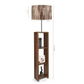 Dekoratif Raflı Ceviz Mdf Lambader Ağaç Desen Pvc Silindir Başlık - 3