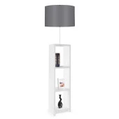 Dekoratif Raflı Beyaz Mdf Lambader Antrasit Kumaş Silindir Başlık - 2