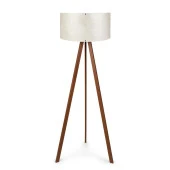 Pratik Ahşap Tripod Ayaklı Krem Dallı Başlıklı Lambader - 2