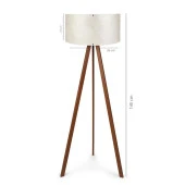 Pratik Ahşap Tripod Ayaklı Krem Dallı Başlıklı Lambader - 3