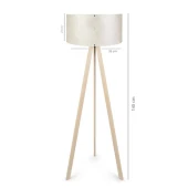 Pratik Krem Ahşap Üç Ayaklı Lambader Krem Dallı Pvc Silindir Başlık Salon Yatak Odası Köşe Lambası - 2