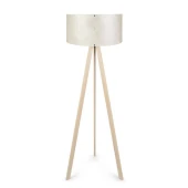 Pratik Krem Ahşap Üç Ayaklı Lambader Krem Dallı Pvc Silindir Başlık Salon Yatak Odası Köşe Lambası - 3