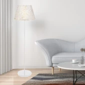 Modern Country Lambader Beyaz Metal Gövdeli Altın İp Konik Başlık Köşe Lambası - 1