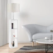 Dekoratif Raflı Beyaz Mdf Lambader Kumaş Silindir Başlık - 1