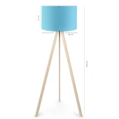 Pratik Krem Ahşap Üç Ayaklı Lambader Mavi Kumaş Başlık Salon Yatak Odası Köşe Lambası - 4