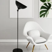 Hareketli Mika Başlıklı Metal Gövde Lambader Siyah Renk Cafe Otel Salon Köşe Lambası thumbnail 1