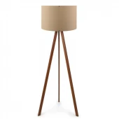 Pratik Ahşap Üç Ayaklı Tripod Lambader Kahve Kumaş Başlık Salon Oturma Odası Köşe Lambası - 2
