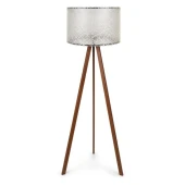 Pratik Ahşap Üç Ayaklı Tripod Lambader Krem Dantel Başlık Salon Oturma Odası Köşe Lambası - 3