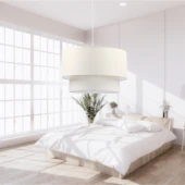 Pasta Tekli Sarkıt Avize Krem Kumaş Yatak Odası Oturma Odası Salon Avize thumbnail 1