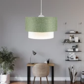 Pasta Tekli Sarkıt Haki Kumaş Salon Yatak Odası Genç Odası Avize thumbnail 1