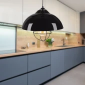 Endüstriyel Siyah Mika Siyah Metal Kafesli Sarkıt Depo Antre Mutfak Hol Avize - 1