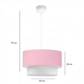 ArtGift Beyaz Gövdeli Üçlü Avize ve Abajur Seti Pembe Kumaş - 3