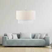 ArtGift Beyaz Gövdeli Üçlü Avize Seti Krem Kumaş - 2