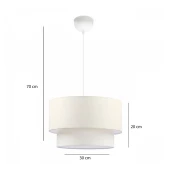 ArtGift Beyaz Gövdeli Üçlü Avize Seti Krem Kumaş - 3