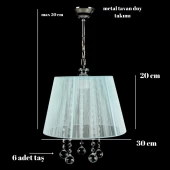 Manolya Sarkıt Taşlı Avize Organze Turkuaz Mint Mavi Yatak Odası Salon Oturma Odası thumbnail 4