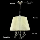 Manolya Sarkıt Taşlı Avize Organze Pudra Krem Yatak Odası Salon Oturma Odası thumbnail 4