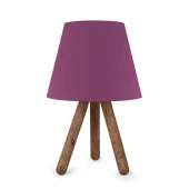 Üç Ayaklı Ahşap Abajur Mor Kumaş Başlık Yatak Odası Çocuk Odası Masa Lambası - 2
