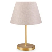Gold Gövdeli Abajur Pudra  Dokuma Başlık Yatak Odası Masa Lambası thumbnail 1