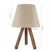 Pratik Ahşap Üç Ayaklı Abajur Yatak Odası Çocuk Odası Masa Lambası - 2