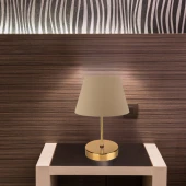 Kuzey Gold Gövdeli Abajur Kahve Kumaş Yatak Odası Abajur Salon Okuma Köşesi Masa Lambası - 1