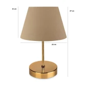 Kuzey Gold Gövdeli Abajur Kahve Kumaş Yatak Odası Abajur Salon Okuma Köşesi Masa Lambası - 3