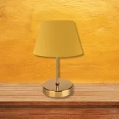 Kuzey Gold Gövdeli Abajur Sarı Kumaş Yatak Odası Salon - 1