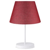Beyaz Metal Gövdeli Abajur Kırmızı Kumaş Konik Başlık - 2