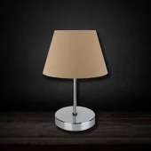 ArtGift Krom Gövdeli Abajur Kahve Başlık Kumaş Yatak Odası Oturma Odası - 1