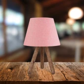 ArtGift Tasarım Luce Üç Ayaklı Ahşap Ayaklı Abajur Kumaş Başlık thumbnail 1
