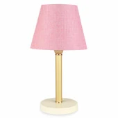 Bronz Gövdeli Abajur Pembe Dokuma thumbnail 1